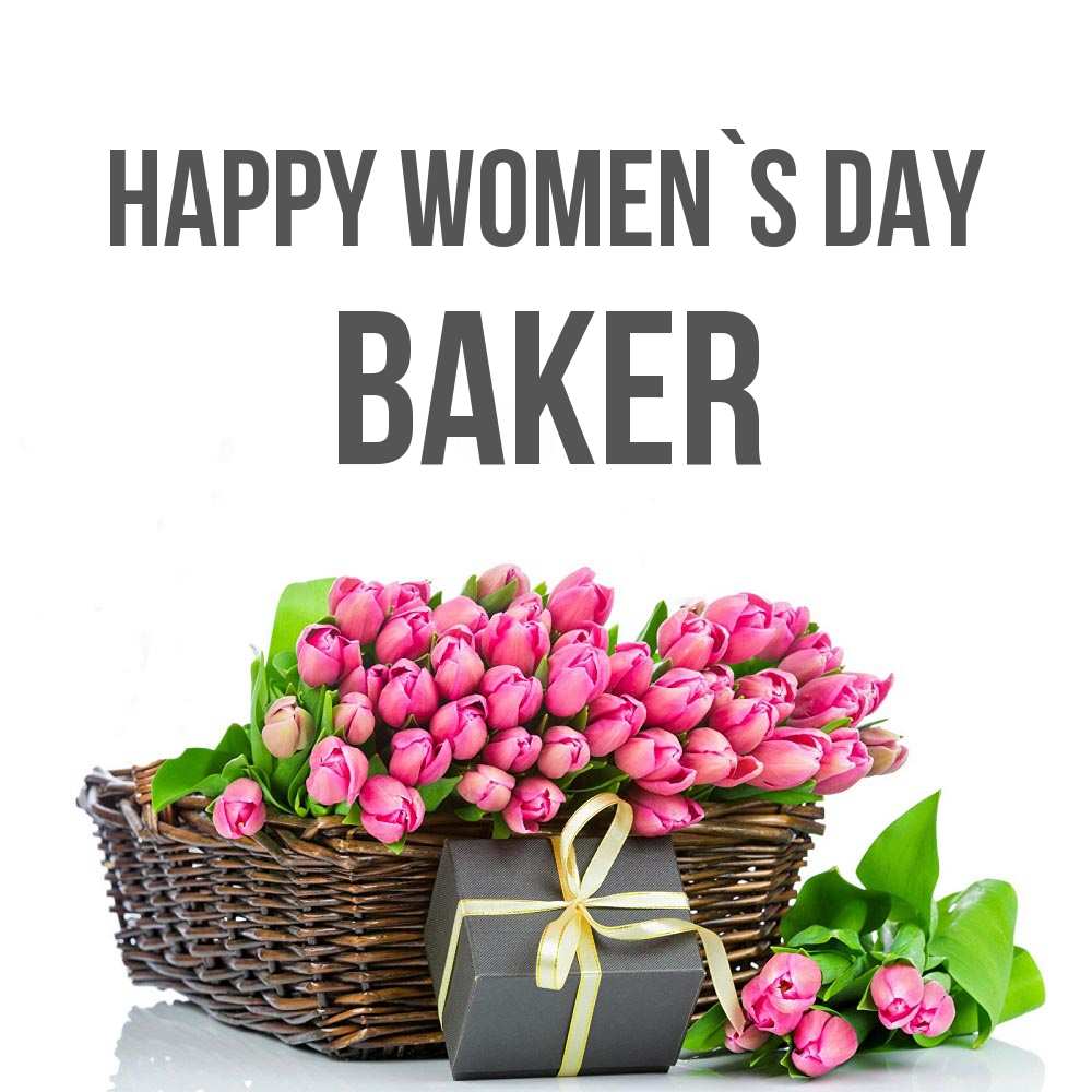 Greetings card с именем, Baker happy women`s day цветы Greetings with text for free download 
